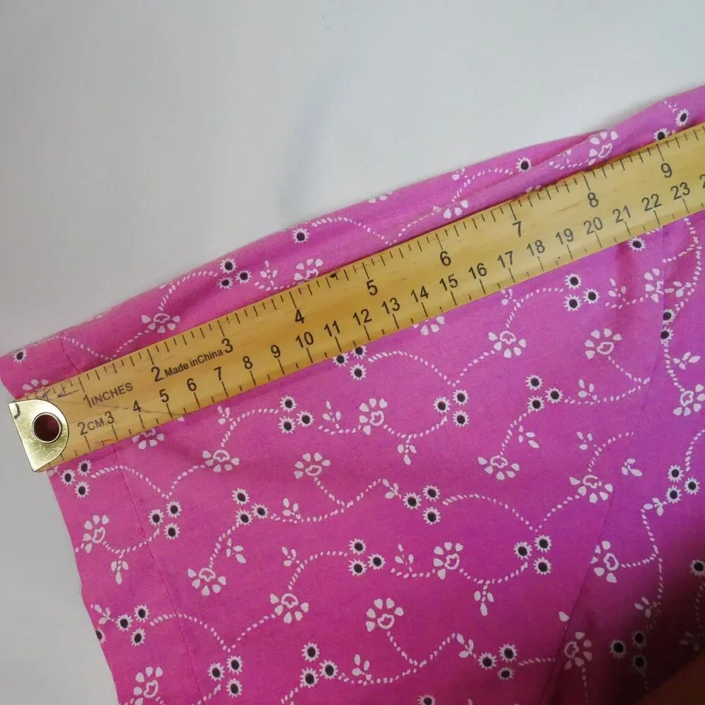 Boca Bay Womens Size L  Blouse Snap Button Pink Floral Short Sleeve - Picture 12 of 13